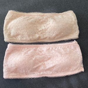 Two neutral bandeau bras